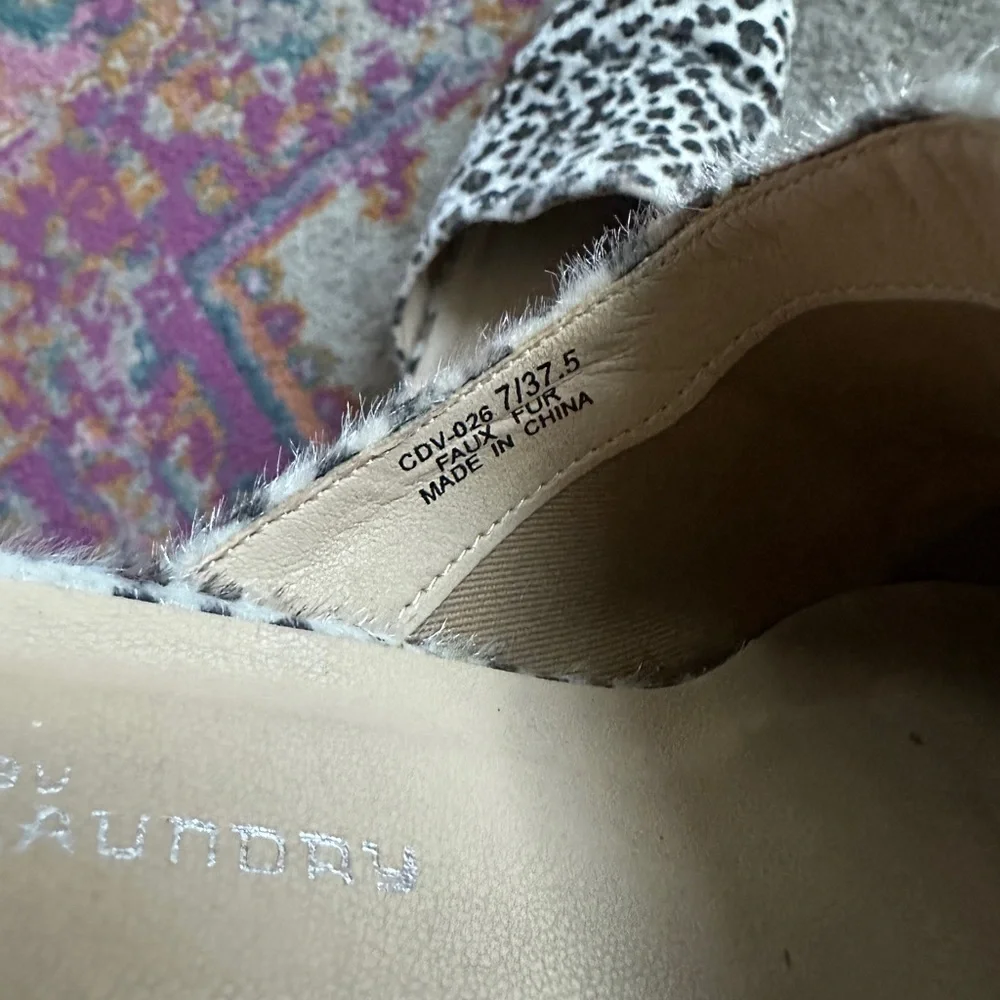 Leopard Print with Calf Hair Texture Women's Mules Size 7.5 - Picture 7 of 8